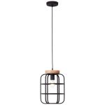 Brilliant Gwen Pendel Lampe Metal Træ Sort | 250mm - Egnet til 1x E27