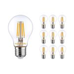 Fordelspakke 10x Noxion Lucent LED E27 Pære filament klar 4.5W 470lm - 822-827 Dim To Warm | dæmpbar - erstatter 40W