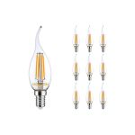 Fordelspakke 10x Noxion Lucent LED E14 Bøjet Tip Kerte filament klar 4.5W 470lm - 827 ekstra varm hvid | dæmpbar - erstatter 40W