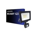 Noxion LED Projektør Beamy G3.1 Sort 30W 3300lm 110D - 830 Varm Hvid | IP44 - Bevægelses- og Lyssensor - Symmetrisk 