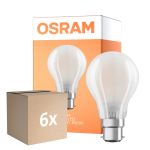 Fordelspakke 6x Osram Classic LED B22d Pære filament matt 11W 1521lm - 865 dagslys | dæmpbar - erstatter 100W