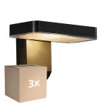 Fordelspakke 3x Nordlux Solar Vægbelysning Rica Firkant Sort 4.5W 450lm - 830 Varm Hvid | Bevægelses- og Lyssensor