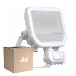 Fordelspakke 4x Ledvance LED Projektør Aluminium Hvid 17W 2200lm 100D - 830 Varm Hvid | IP65 - Bevægelses- Og Lyssensor - Symmetrisk