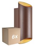 Fordelspakke 6x Nordlux Nico Vægbelysning Aluminium Rusten Up & Down | IP54 - Egnet til 2x GU10