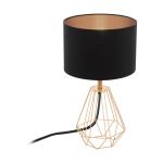 Eglo Bordlampe Carlton 2 Stål Kobber Sort | IP20 - Egnet til 1x E14 