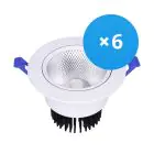 Fordelspakke 6x Bright Choice LED Downlight Runde Vipbar 15W 1200lm 60D - 930 Varm Hvid | 135mm - Udsnit 110mm - UGR 