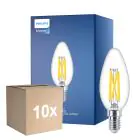 Fordelspakke 10x Philips MASTER LED E14 Kerte Filament Klar 5.9W 806lm - 922-927 Dim To Warm | Bedste Farvegengivelse - Dæmpbar - Erstatter 60W
