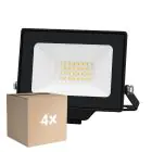 Fordelspakke 4x Noxion LED Projektør Beamy Aluminium Sort 20W 2200lm 100D - 830 Varm Hvid | IP65 - Symmetrisk 