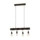 Eglo Pendel Lampe Townshend 4 Stål Brun | IP20 - Egnet til 4x E27 