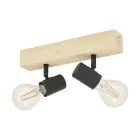 Eglo Loftlampe Townshend 3 Træ Stål Sort | IP20 - Egnet til 2x E27 